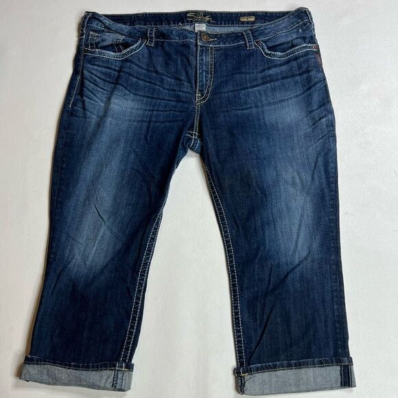 Silver Jeans Women's Dark Blue Santorini Capri - Picture 1 of 5